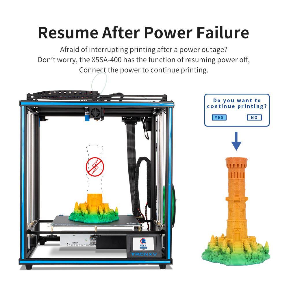 Tronxy diy 3D printer X5SA-400 power off resme print Larger print size 3.5 inch Touch Screen PLA ABS Filament - Tronxy 3D Printers Official Store